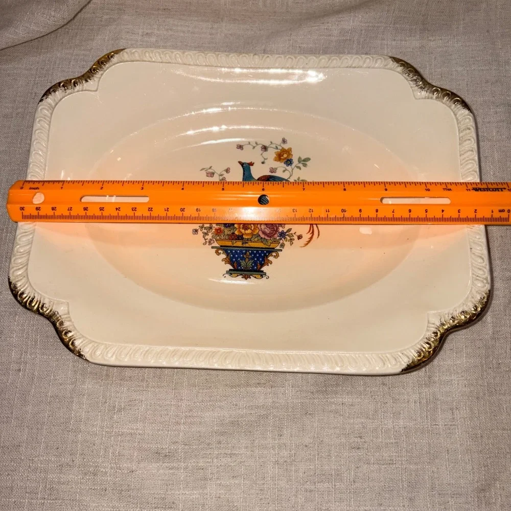 Salem Heirloom Cream Porcelain Serving Dish Pheasant Bird Floral‎ Gold Trim